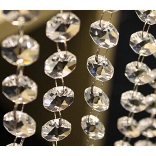 10Meters/Lot, Clear k9 Glass Crystal 14mm Octagonal Strands Garlands, Wedding Party Home Christmas Decor, Chandelier Crystal