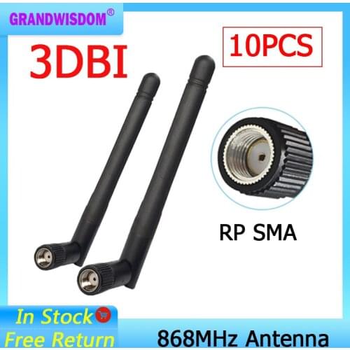 10pcs 868MHz 915MHz Antenna 3dbi RP-SMA Connector GSM 915 MHz 868 MHz antena outdoor signal repeater antenne waterproof Lorawan