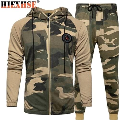 HIEXHSE Mens Camouflage Hoodies