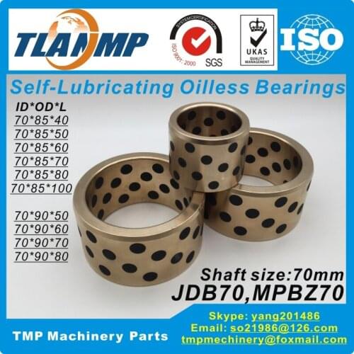 JDB708540/708550/708560/708570/708580/7085100 , JDB709050/709060/709070/709080 Graphite Copper Oilless Bearing Bushings