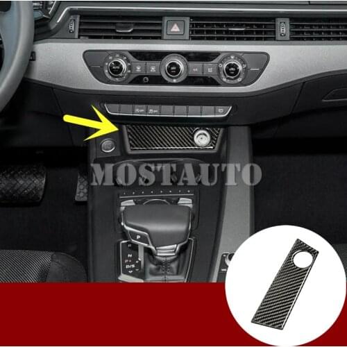 For Audi A4 S4 Carbon Fiber Console Cigarette Lighter Frame Trim Cover 2016-2020 1pcs Car Accessories Interior Car Decor