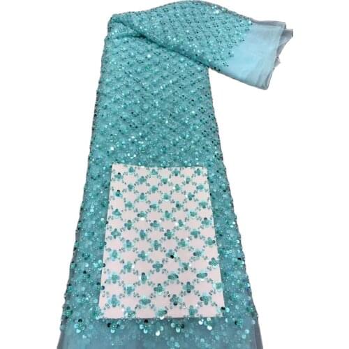 Sequins Design French Tulle Lace Top Quality Beaded Fabric JRB-13.21062004 Nigerian Lace Fabric for Fashion Show Dress