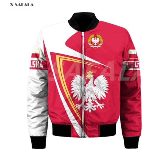 Polska Poland Country Emblem Flag Eagle Skull 3D Printed Men Women Bomber Jacket Zipper Casual Streetwear Tracksuits Thick Coats