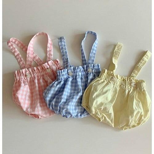 Summer Baby Clothing Plaid Rompers Baby Girls Short Sleeve Toddler Girls One Piece Ruffle Baby Clothing