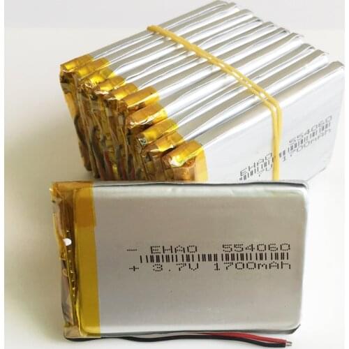 Lot 10 pcs 3.7V 1700mAh Lithium Polymer Li-Po Rechargeable Battery 554060 li ion For PAD GPS PSP Vedio Game E-Book Power Bank