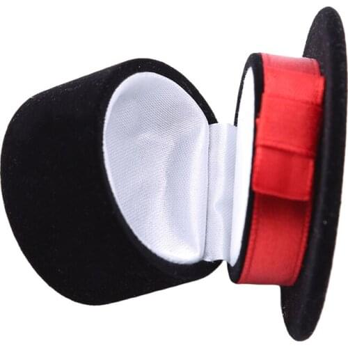 Cute Straw Hat Rings Jewelry Box Earring Ear Stud Case Gift Container Carrying Cases For Rings Display Box Red / Black Colors