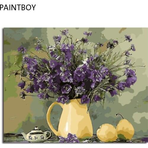 PAINTBOY Framed Picture Flower DIY Painting By Numbers On Canvas Oil Painting Home Decor For Living Room Wall