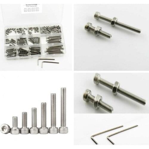 Socket Cap Screws Nuts Assortment Set Kit Cylindrical Allen Bolts 220 pcs/box M3 Stainless Steel