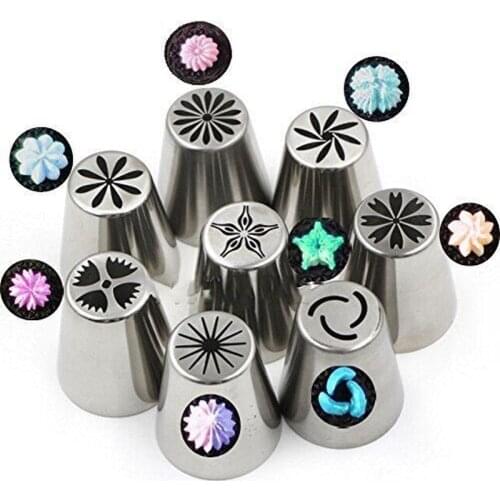 10-Piece Set Silk Flower Tools Russian Nozzle Leaves Pastry Nozzle Molding cupcake Cake Decorating Pastry Tube
