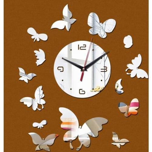 Rushed real angel figure new wall clocks art modern luxury diy 3d watch crystal mirror clock sticker decor