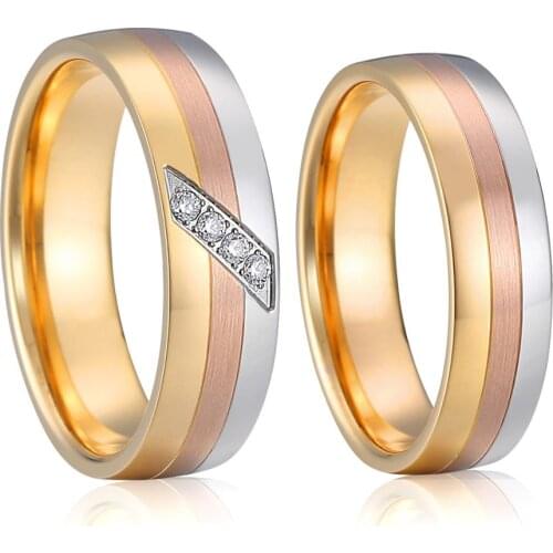 18k Gold Plated Wedding Rings Marriage Lovers Alliance 1 Pair Anniversary Proposal Promise Ring for Couples men and women