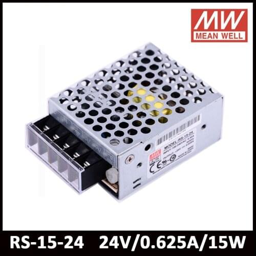 Original Mean Well RS-15-24 85-264VAC To DC 24V 0.625A 15W Single Output Switching Power Supply Meanwell Led Driver
