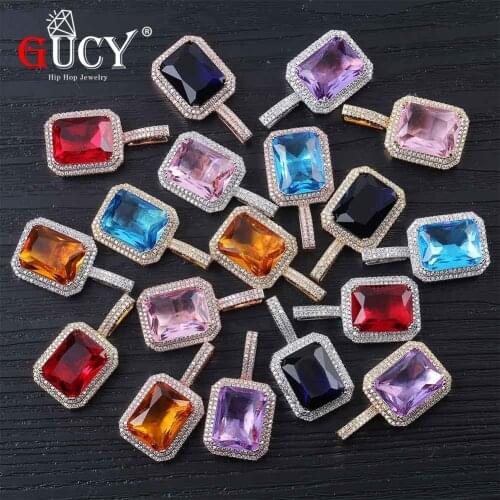GUCY ICED OUT Multicolor Gem Pendant Necklace Infinity Stones With Tennis Chain Hip Hop Jewelry Street Culture