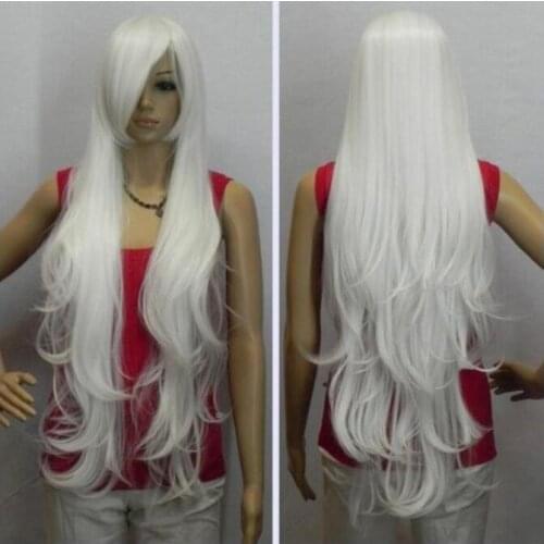 Wig Christmas Fashion Sexy Woman White Wig Long Curly Hair Wig 100cm