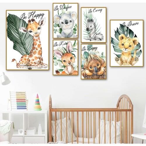 Platypus Rabbit Zebra Lion Koala Animal Wall Art Canvas Painting Nordic Posters And Prints Wall Pictures Baby Kids Room Decor