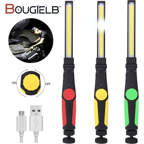 Portable LED Work Light USB Rechargeable Flashlight Magnetic Hook Rotate Built-in Battery Lantern for Car Repair Camping Torch