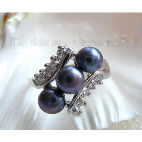 > >>>AMAZING black natural freshwater pearls rings