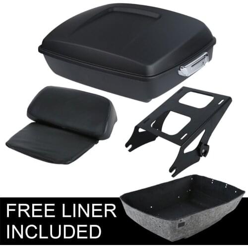 Motorcycle Chopped Pack Trunk Backrest +Rack For Harley Tour Pak Touring Road King Street Glide Road Glide 2014-2019