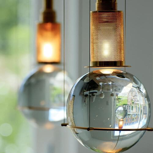 Nordic Design Luxury Glass Ball Crystal Pendant Lights Modern Industrial Bar Cafe Dining Room Light Fixtures Living Room Bedside