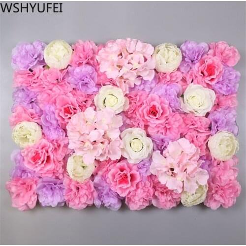 WSHYUFEI 40x60cm Silk Rose Flower Grass Wall Champagne Artificial Flower decoration Flower Wall Romantic Wedding Backdrop Decor
