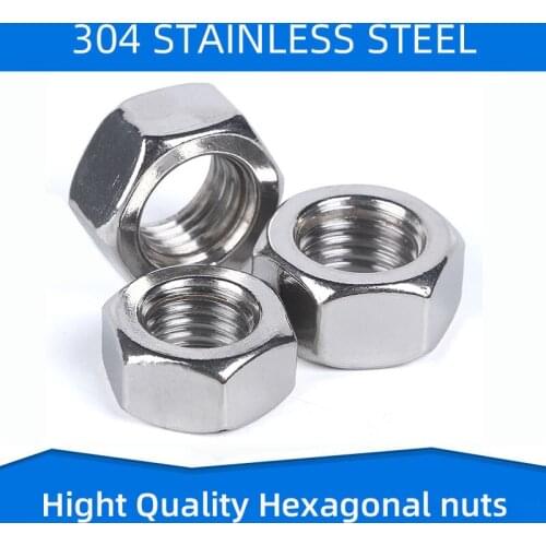304 Stainless Steel Hexagon Nut Hex Nuts for M1 M1.2 M1.4 M1.6 M2 M2.5 M3 M3.5 M4 M5 M6 M8 M10 M12 M14 M16 M18 M20 M24 M27 M30