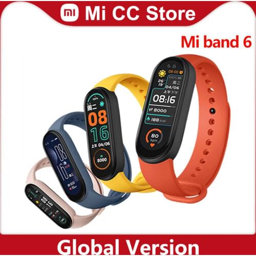 In Stock Xiaomi Mi Band 6 Global Version 1.56" AMOLED Display Blood Oxygen Fitness Traker 5ATM Waterproof Smart Miband 6