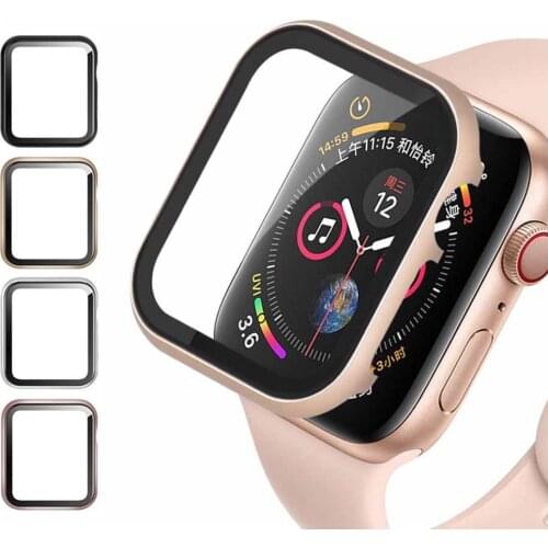 Glass+case for Apple Watch serie 6 5 4 3 SE 44mm 40mm iWatch case 42mm 38mm Bumper+screen Protector Cover Apple watch Accessorie