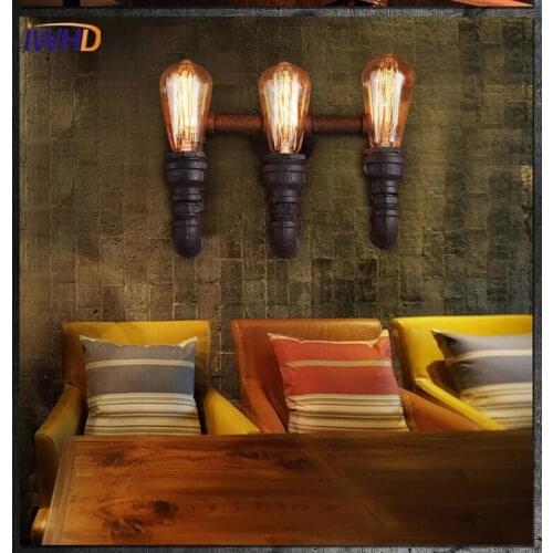 Three Heads Loft Antique Wall Light Fixtures Creative Water Pipe Lamps Wall Lam Lights For Bedroom Edison Industrial Lamps