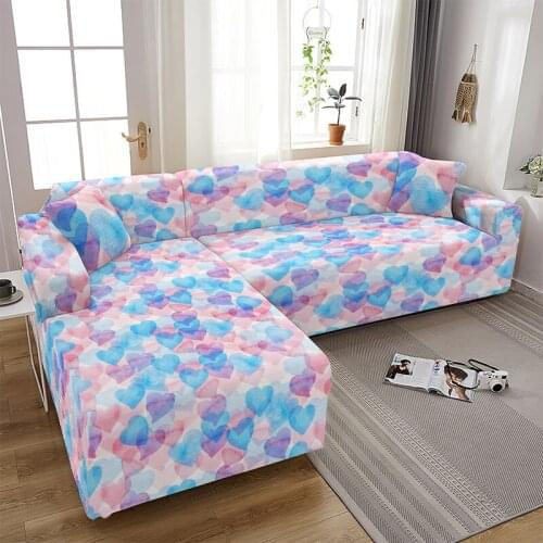L Shape Corner Couch for Sofa Cover Heart Elastic Couch Cover for Sofa High Quality Sofa Slipcovers for Living Room 1-4 Seater