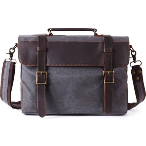 Vintage Messenger Bags Men Briefcases Bag Leather Canvas Briefcase For Laptop Men Office Bag Computer Bag