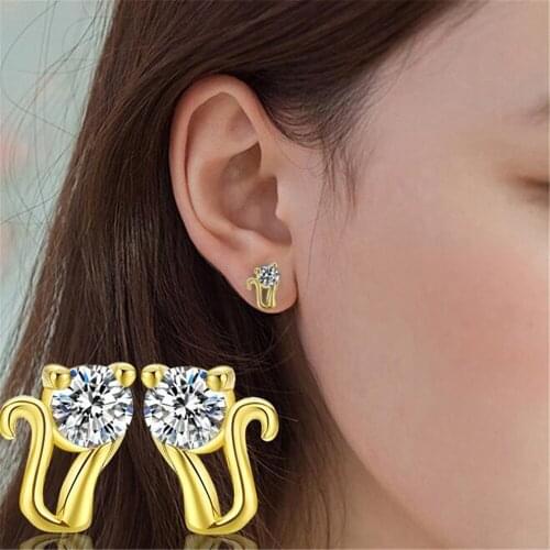 WQQCR Hot Gold and Silver colorTwo Color Crystal Shiny Fashion Stud Earrings Ladies Girls Holiday Gifts Free Shipping
