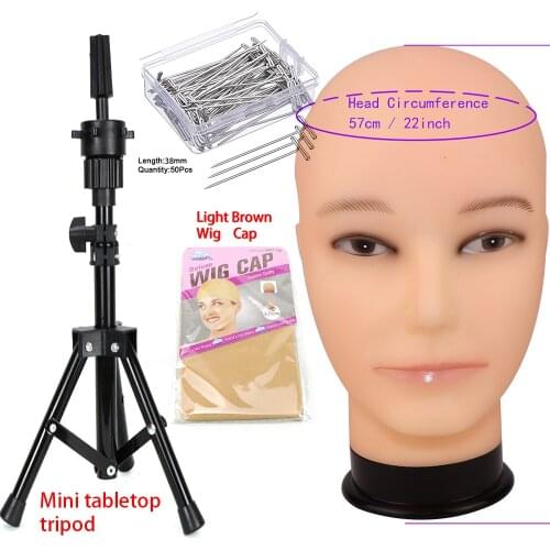 Female Bald Head With Tripod Fixed Wig Support Wigs Standard Make Up Stand for Hat Hair Extension Display Stand for Hairdresser
