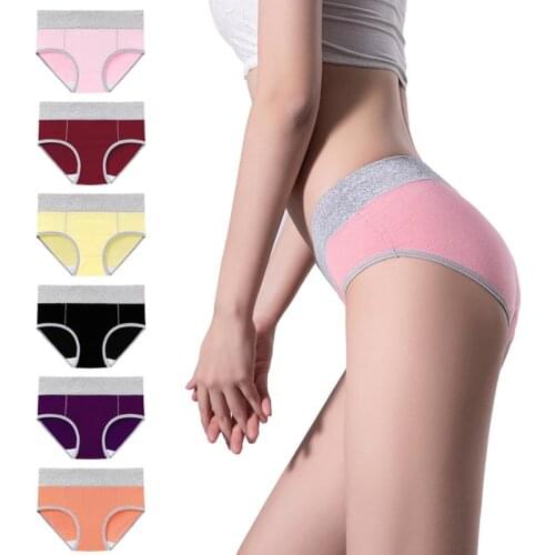 Womens Panties Large Sizes Cotton Briefs with High Waist Graphene Bacteriostatic Colored Cotton Panties Underwear Women