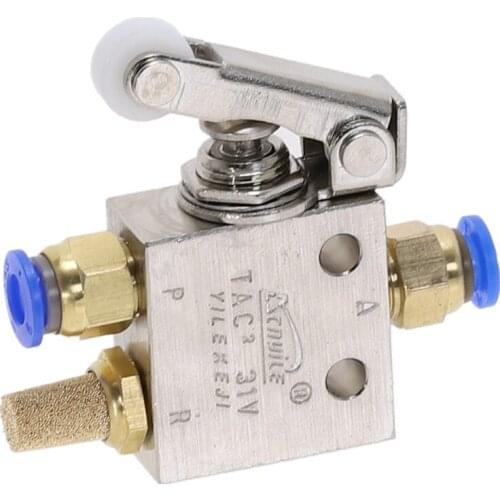 1/8" BSP Threaded Air Pneumatic 2 Position 3 Way Roller Lever Mechanical Valve TAC2-31P Pneumatic Switch Valve
