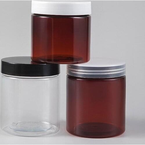 12pcs/lot 200G 200ml Plastic Jar Cosmetic Cream Jar Plastic Pot Lid Plastic Cap PET Container Empty Packing Cans