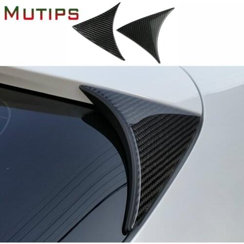 2Pcs Sticker Car Rear Window Tail Spoiler Side Wing Trim Carbon Fiber Interior Moudling Hatchback For Mazda 3 Axela M3 2014-2018