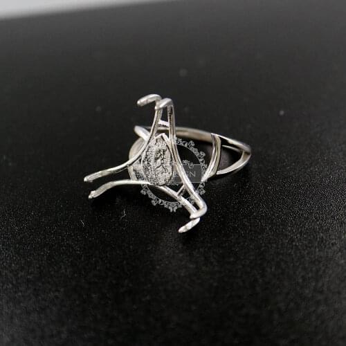 22MM three prong setting 925 sterling silver ring bezel basic ring size diameter 17mm DIY adjustable ring setting 1213036