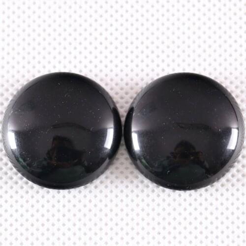 25MM Round Cabochon CAB Natural Stone Black Onyx No Drilled Hole Bead for Women Men DIY Jewelry Making Ring 2Pcs/Lot K1061