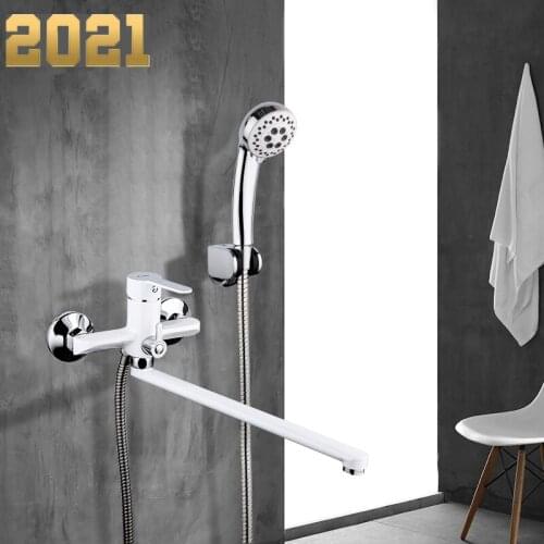 White Bathroom Faucet outlet pipe Bath shower faucet Brass body surface Spray painting shower head bathroom tap
