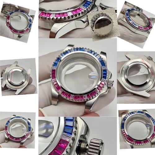 Stainless Steel Bracelet 41mm Watch strap Belt Watch Case for NH35 with Crown Movement Modification Part