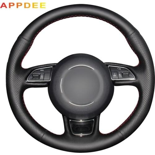 Handsewing Black Artificial Leather Steering Wheel Covers for Audi S1 (8X) S3 (8V) Sportback S4 (B8) Avant S5 (8T) S6 S7 RS Q3