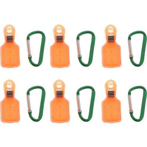 6pcs Shrimp Fishing Lure Cover Case Squid Jig Hook Cap Protector w/ Keychain for Hanging Belt Backpack