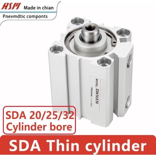 Compact Air Pneumatic Cylinders SDA 16/25/50/100/125/150/200/300mm Bore Double Acting 5/10/20/30/40/50/60/70/80/90/100mm Stroke