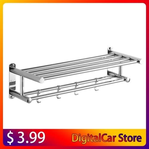 Bathroom Towel Holder Bathroom Organizer Stainless Steel Wall-mounted Towel Rack Home Hotel Wall Shelf Hardware Accessory