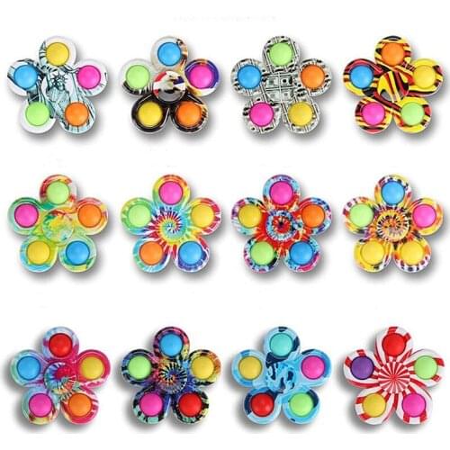 Simple Dimple Fidget Spinner Toy Sensory Push Pop Bubble Hand Spinner Finger Spinner Stress Relief Silicone for Adult Kids