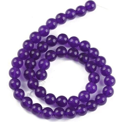Faceted Dark Purple Chalcedony Stone Beads Round Loose Spacer Bead 4/6/8/10 mm For Jewelry Making DIY Bracelet Necklac
