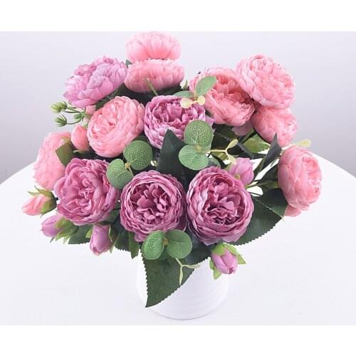 30cm Artificial Peony Simulation Persian Rose Flower Wedding Decor Bride Holding Bouquet Party Home Decoration 5 Heads 4 Buds