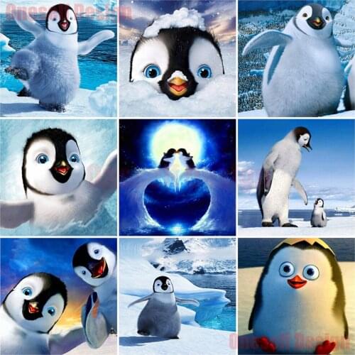 Picture of rhinestones diamond painting full penguin 5d diamond embroidery full set animal 5d diamond mosaic life decortion home