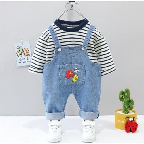 Newborn Boys Clothing Set Striped Baby Tops+Overalls 2pcs/set Outfit Infant Formal Overalls Children Costumes 0-4Y