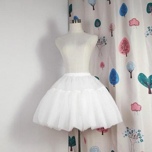 Lolita Short Petticoat Ball Gown Cosplay Underskirt No Hoops Ruffle Rockabilly Crinoline Wedding Accessories